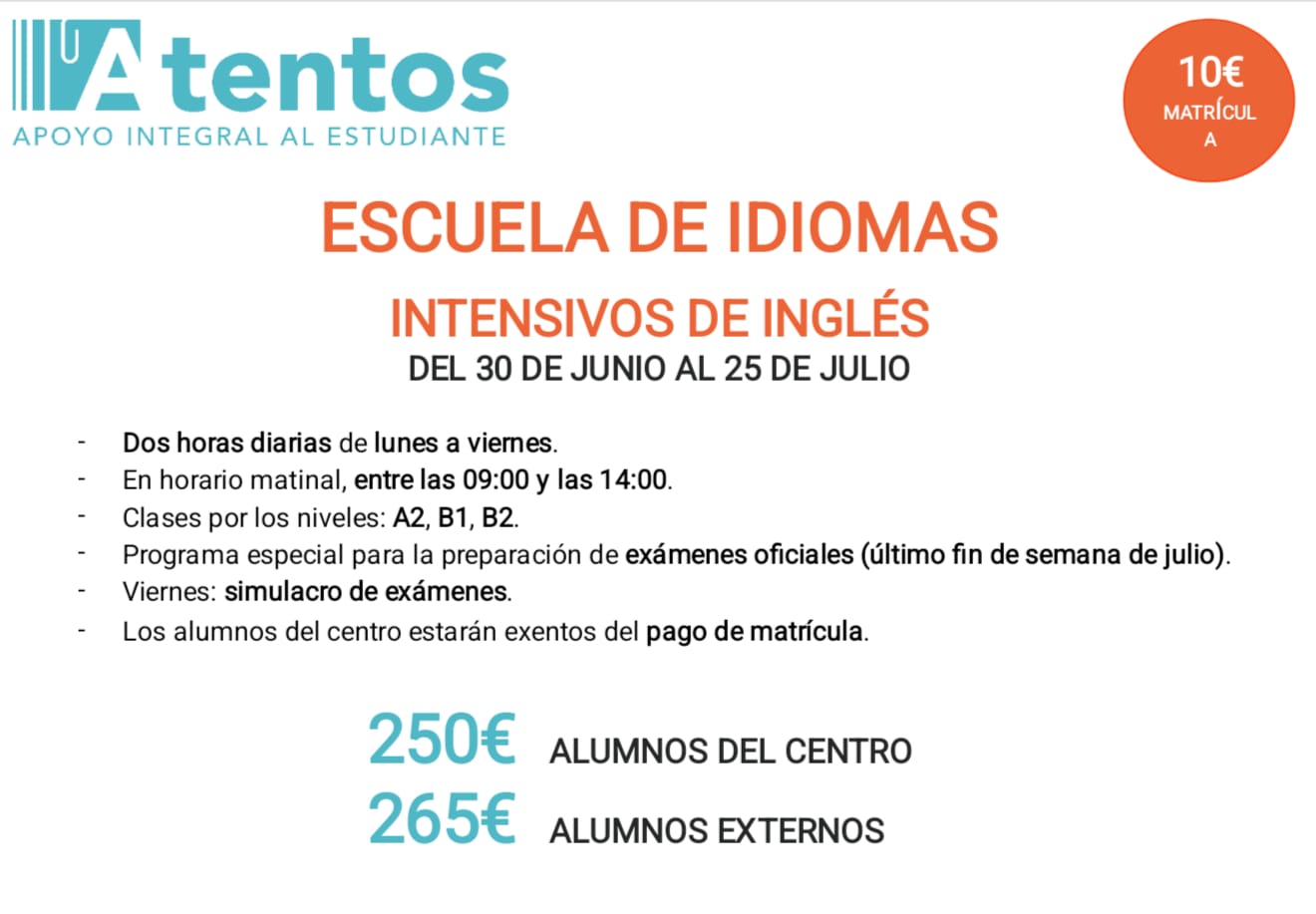 Información sobre el curso intensivo de inglés